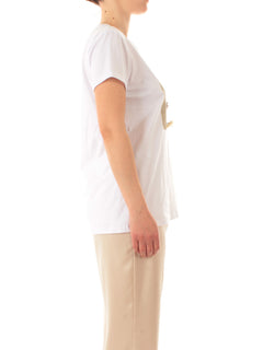 Marina Talia T-shirt con strass e spille da donna bianco