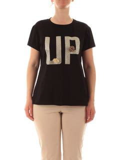 Marina Talia T-shirt con strass e spille da donna nero