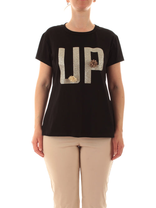 Marina Talia T-shirt con strass e spille da donna nero