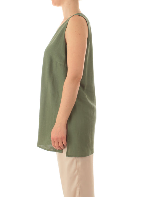 Marina Talia top in misto lino da donna militare