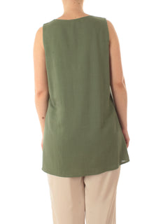 Marina Talia top in misto lino da donna militare