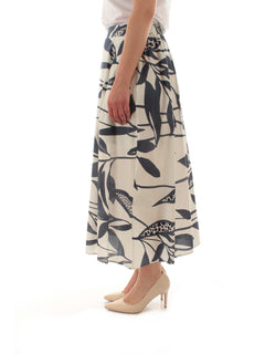 Marina Talia gonna in cotone stampato da donna bianco/blu