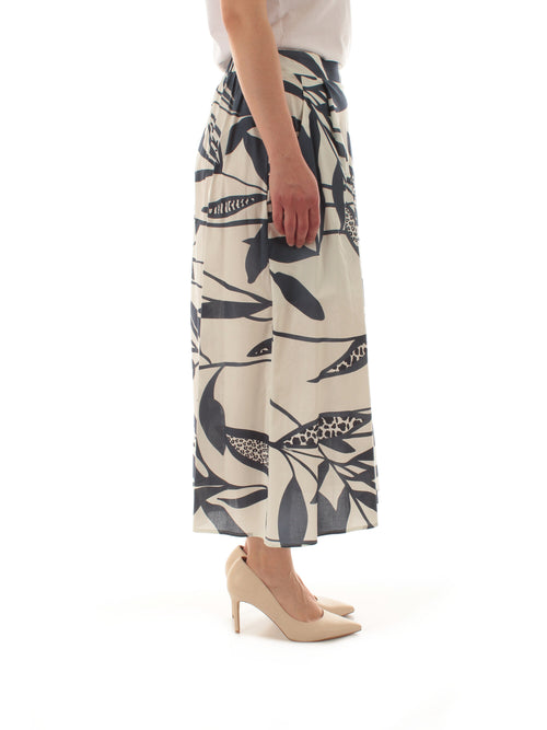Marina Talia gonna in cotone stampato da donna bianco/blu