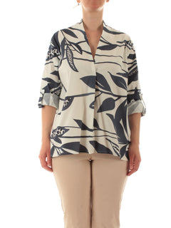 Marina Talia casacca in cotone da donna bianco/blu