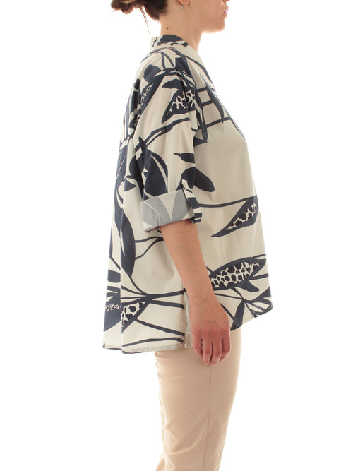 Marina Talia casacca in cotone da donna bianco/blu