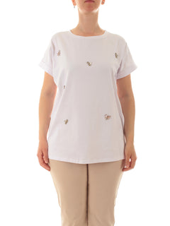 Marina Talia T-shirt con applicazioni da donna bianco