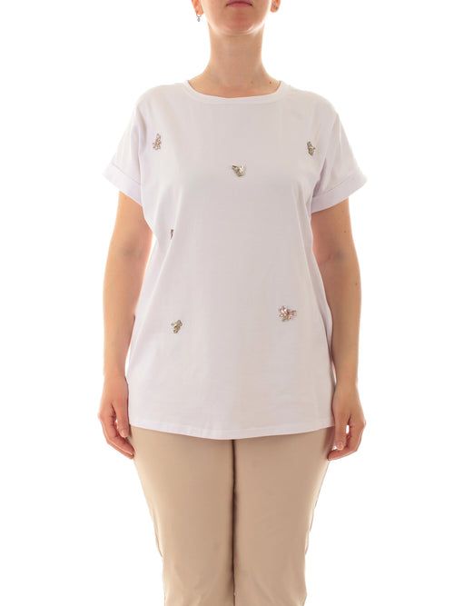 Marina Talia T-shirt con applicazioni da donna bianco