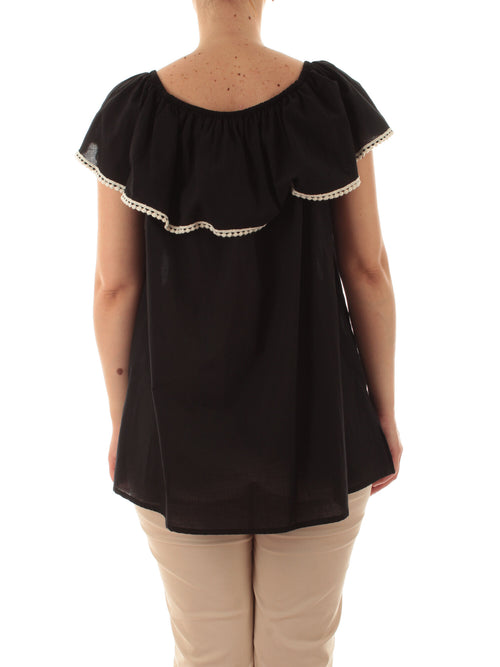 Marina Talia blusa da donna in cotone nero