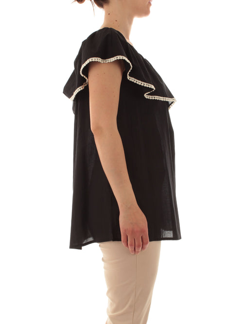 Marina Talia blusa da donna in cotone nero