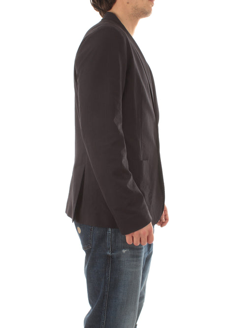 Herno blazer in seer-crease da uomo blu