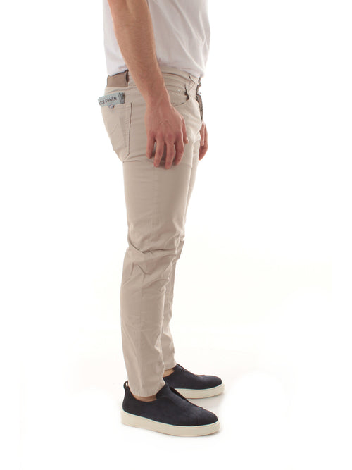 Jacob Cohen pantaloni scott cropped carrot slim da uomo pearl grey