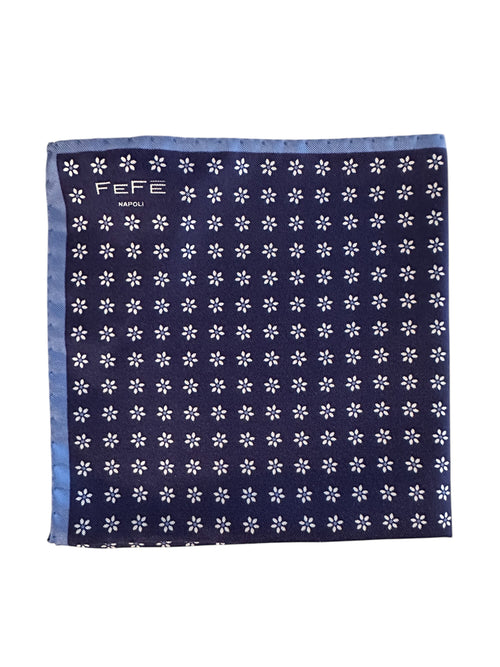 Fefè fazzoletto da taschino da uomo fiori blu