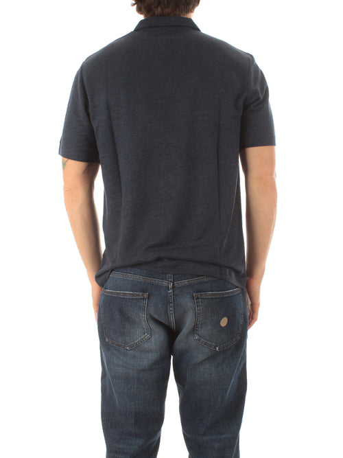 Mc2 Saint Barth FRASER polo in lino da uomo 61 BLUE NAVY