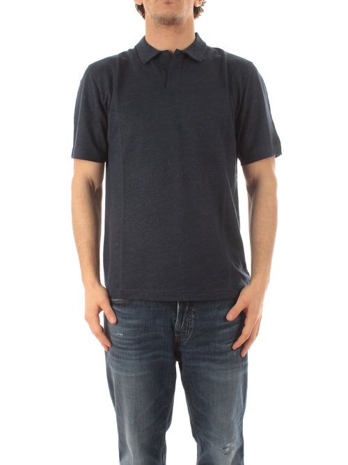 Mc2 Saint Barth FRASER polo in lino da uomo 61 BLUE NAVY