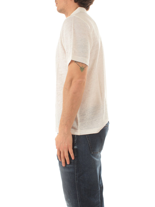 Mc2 Saint Barth FRASER polo in lino da uomo 01N WHITE
