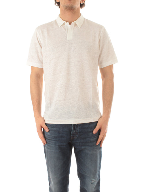 Mc2 Saint Barth FRASER polo in lino da uomo 01N WHITE