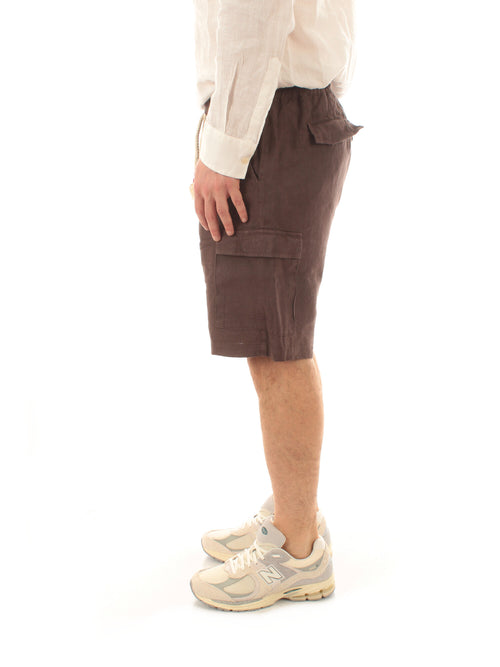Mc2 Saint Barth MARSEILLE bermuda in lino da uomo LINEN 18 BROWN