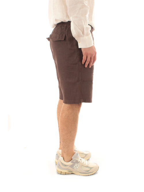Mc2 Saint Barth MARSEILLE bermuda in lino da uomo LINEN 18 BROWN