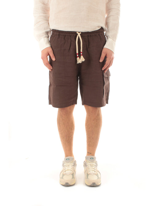 Mc2 Saint Barth MARSEILLE bermuda in lino da uomo LINEN 18 BROWN