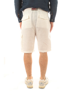 Mc2 Saint Barth MARSEILLE bermuda in lino da uomo LINEN 01 WHITE