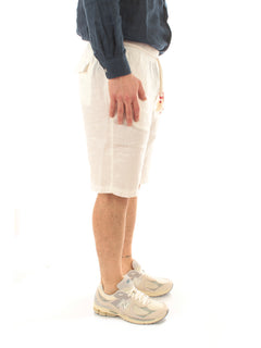 Mc2 Saint Barth MARSEILLE bermuda in lino da uomo LINEN 01 WHITE