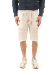 Mc2 Saint Barth MARSEILLE bermuda in lino da uomo LINEN 01 WHITE