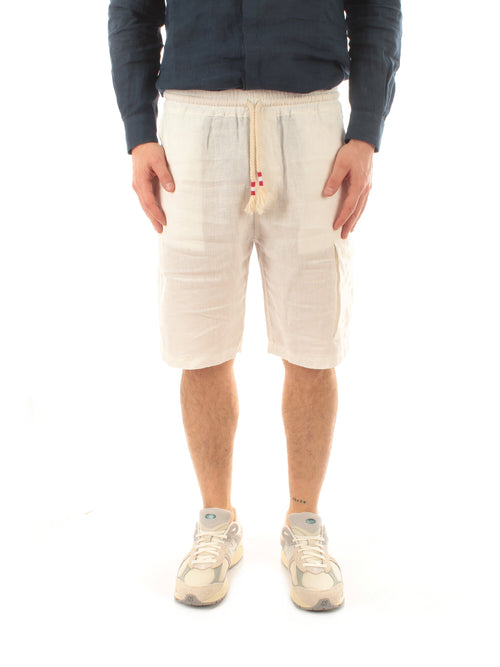 Mc2 Saint Barth MARSEILLE bermuda in lino da uomo LINEN 01 WHITE