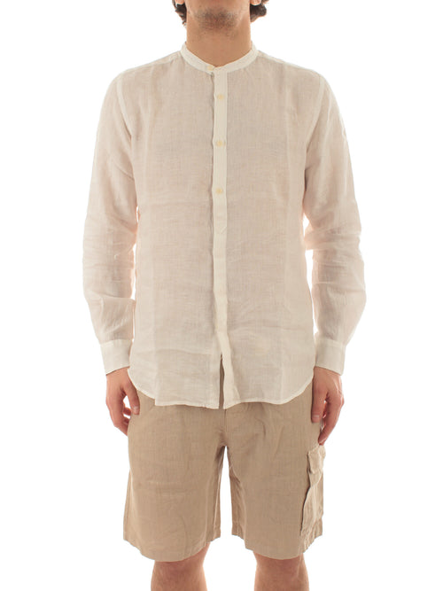 Mc2 Saint Barth NAXOS camicia in lino da uomo LINEN 01 WHITE