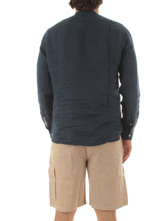 Mc2 Saint Barth NAXOS camicia in lino da uomo LINEN 60 MARINE BLUE