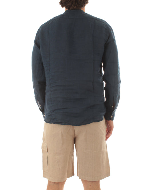 Mc2 Saint Barth NAXOS camicia in lino da uomo LINEN 60 MARINE BLUE