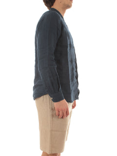 Mc2 Saint Barth NAXOS camicia in lino da uomo LINEN 60 MARINE BLUE