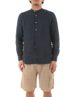 Mc2 Saint Barth NAXOS camicia in lino da uomo LINEN 60 MARINE BLUE