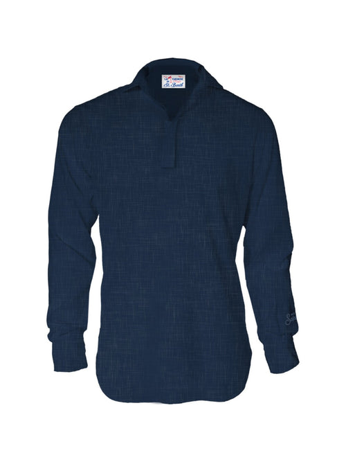 Mc2 Saint Barth VENTOTENE camicia in lino da uomo LINEN 60 MARINE BLUE