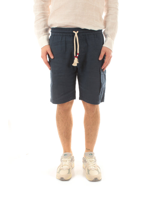 Mc2 Saint Barth MARSEILLE bermuda in lino da uomo LINEN 60 MARINE BLUE