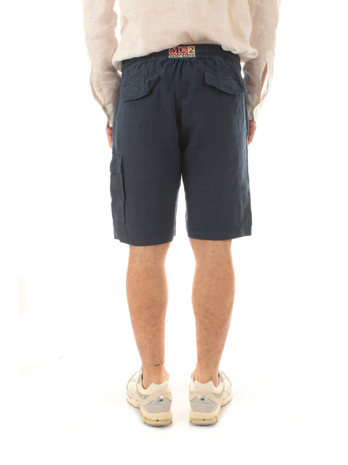 Mc2 Saint Barth MARSEILLE bermuda in lino da uomo LINEN 60 MARINE BLUE