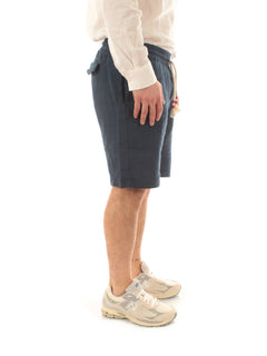 Mc2 Saint Barth MARSEILLE bermuda in lino da uomo LINEN 60 MARINE BLUE