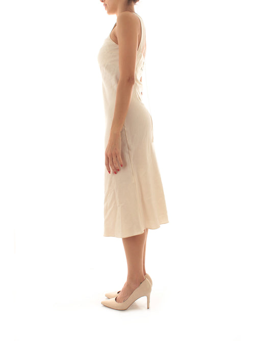 Patrizia Pepe abito in viscosa e lino Essential da donna ceramic ivory