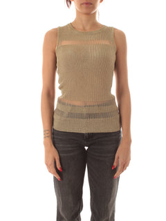 Patrizia Pepe top in maglia con lurex da donna shiny gold