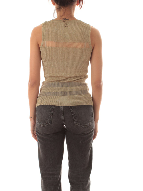 Patrizia Pepe top in maglia con lurex da donna shiny gold