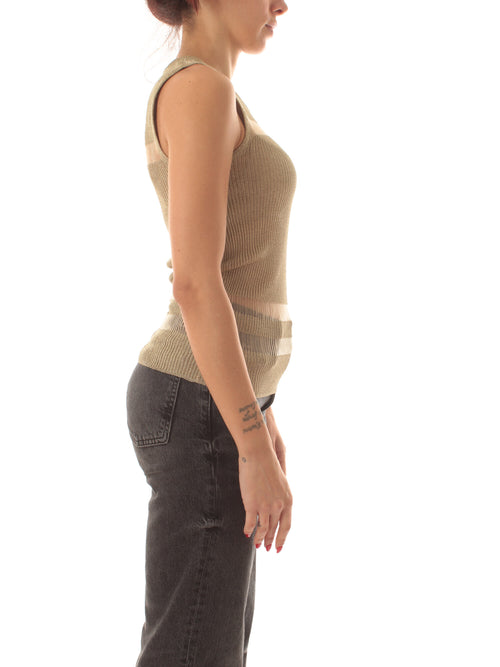 Patrizia Pepe top in maglia con lurex da donna shiny gold