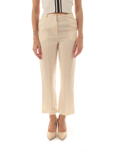 Patrizia Pepe pantalone in misto lino da donna ceramic ivory