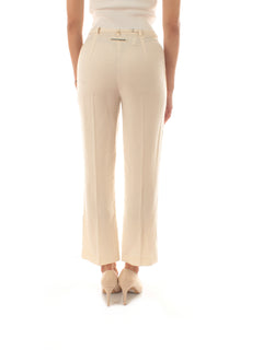 Patrizia Pepe pantalone in misto lino da donna ceramic ivory