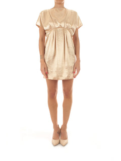 Tolerance Couture abito corto in tessuto shiny da donna oro