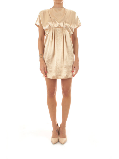 Tolerance Couture abito corto in tessuto shiny da donna oro