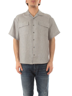 Marco Pescarolo camicia in misto lino da uomo grigio
