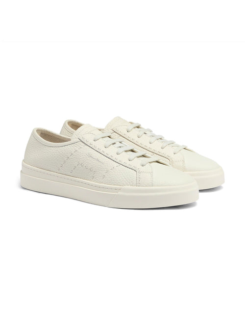 Santoni double buckle sneaker da uomo in pelle bianco