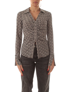 Patrizia Pepe camicia fantasia pied de poule da donna bianco/nero