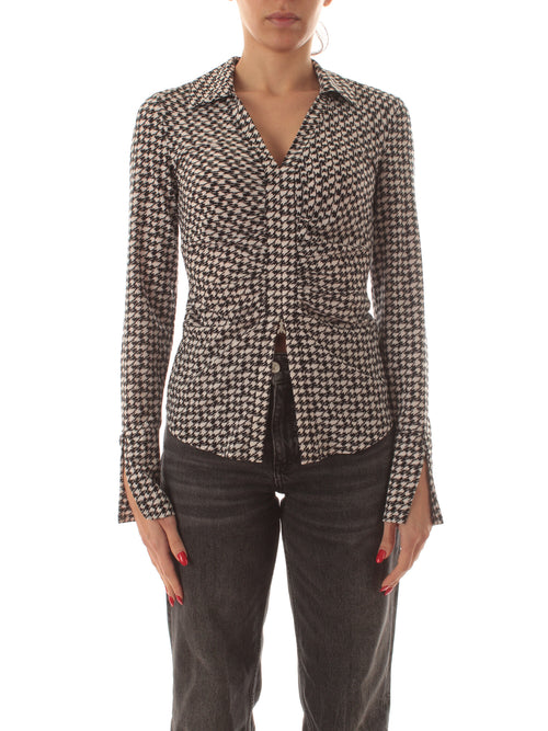 Patrizia Pepe camicia fantasia pied de poule da donna bianco/nero
