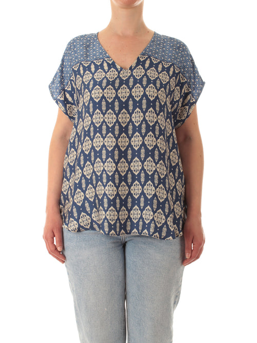 Elena Mirò blusa scollo a V da donna blu