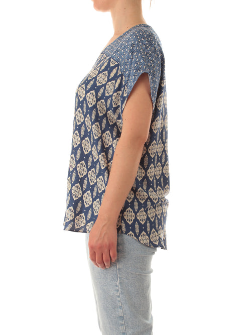 Elena Mirò blusa scollo a V da donna blu
